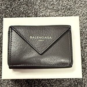 Balenciaga Dark Grey Leather Papier Mini Wallet